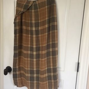 Ralph Lauren Plaid Midi Wrap Skirt